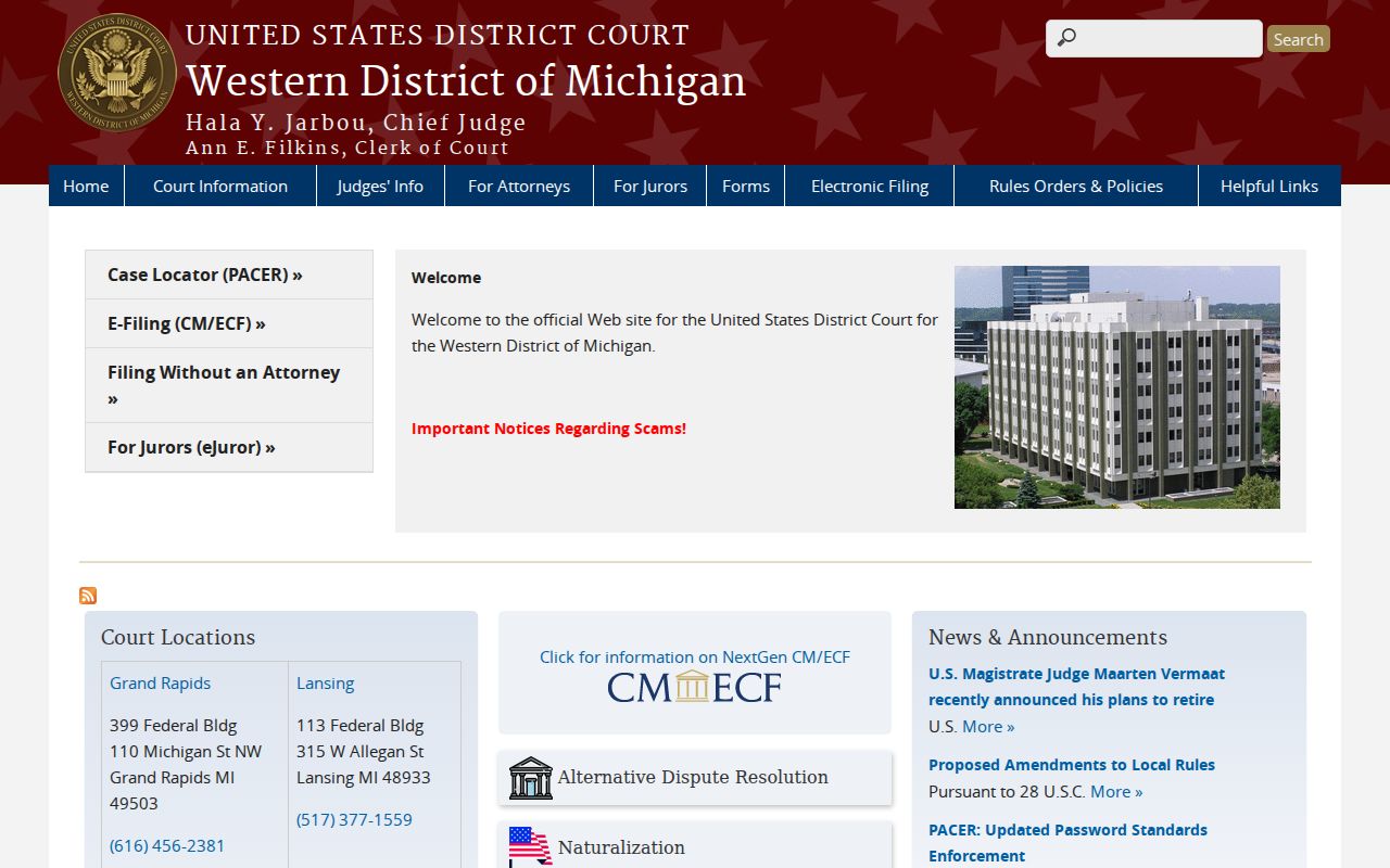 South Haven criminal records from Van Buren County in the Western District of Michigan