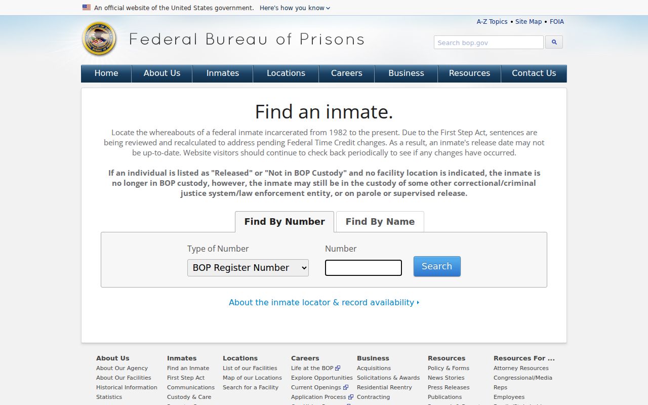 Federal inmate locator separate from Van Buren County arrest records