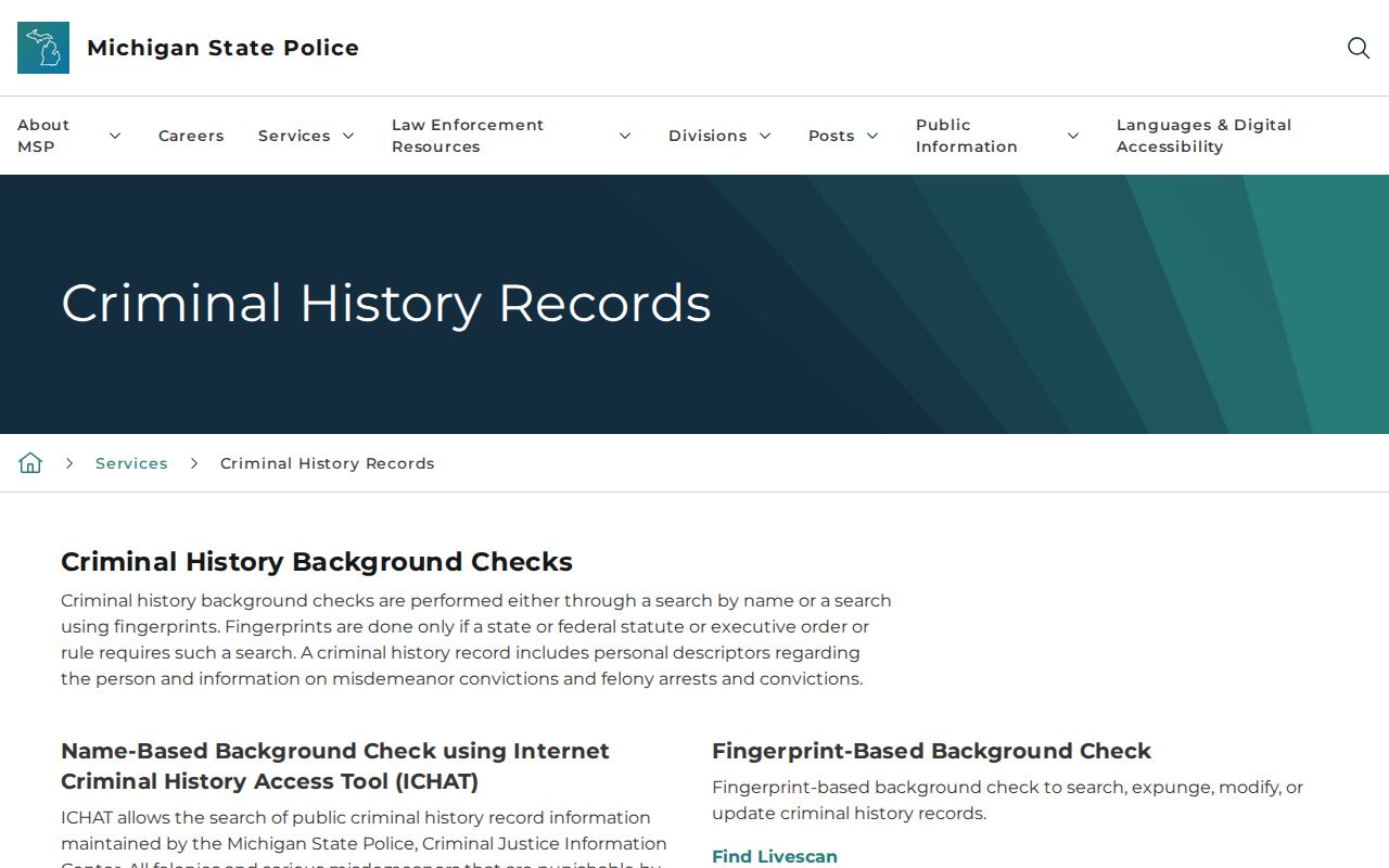 Van Buren County criminal records through Michigan State Police