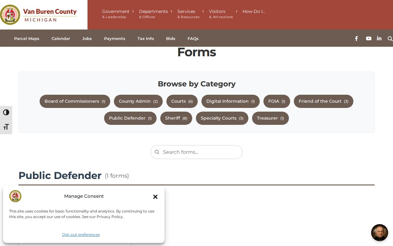 Van Buren County criminal record request forms