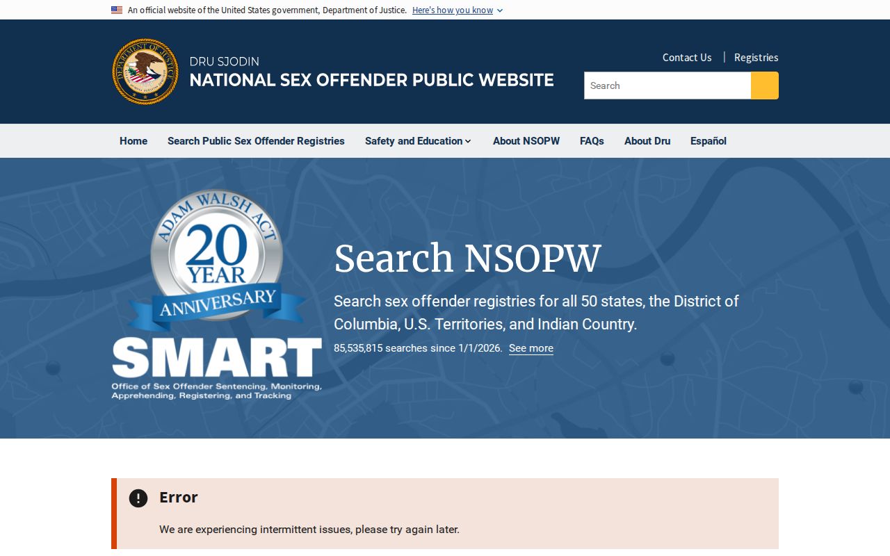 NSOPW national fallback for a Van Buren County sex offender lookup